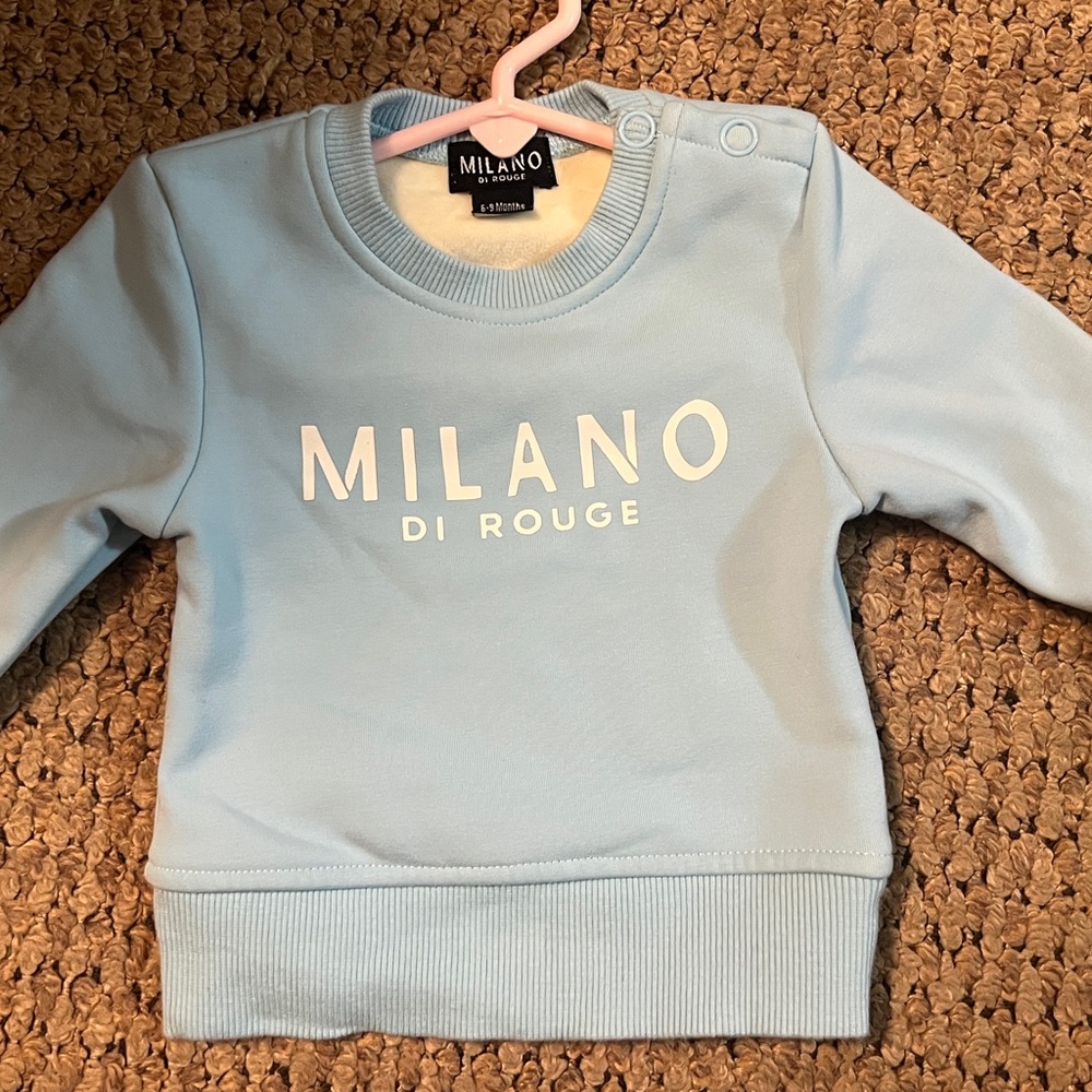 Milano Di Rouge Baby Blue Infant Sweatshirt With Snaps (never worn)